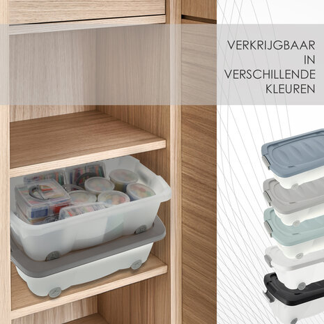 Discountershop Storage Boxes 24 Liters - Underbed Boxes on Wheels - Ideal for Toys & Clothing - Gray - 60x38.5x18 cm - Set of 2