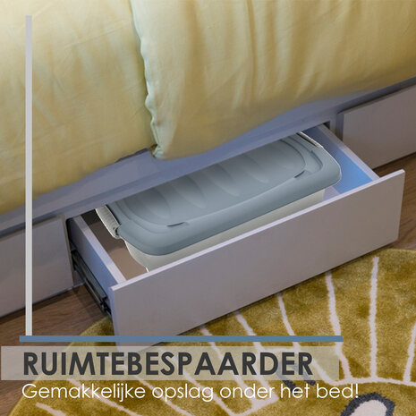 Discountershop Opbergbox 24L Blauw/Transparant - Onderbedbox met Wielen & Druksluiting (60x38.5x18 cm) - Handige Opberger Onder Bed Discountershop Opbergbox 24L Blauw/Transparant - Onderbedbox met Wielen & Druksluiting (60x38.5x18 cm) - Handige Opberger Onder Bed