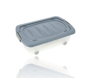 Discountershop Storage box 24L Blue/Transparent - Underbed box with Wheels & Pressure Closure (60x38.5x18 cm) - Handy Storage Under Bed Discountershop Storage box 24L Blue/Transparent - Underbed box with Wheels & Pressure Closure (60x38.5x18 cm) - Handy Storage Under Bed