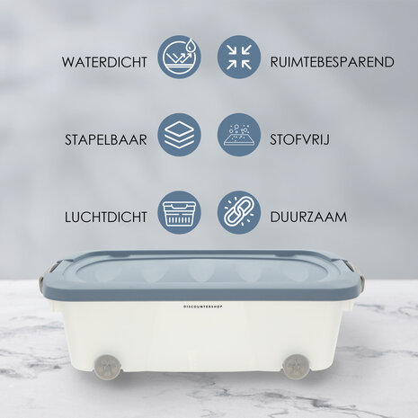 Discountershop Set van 2 Opbergboxen 24L Blauw/Transparant - Onderbedboxen met Wielen & Druksluiting - Voor Speelgoed, Kleding & Onder Bed Opslag Discountershop Set van 2 Opbergboxen 24L Blauw/Transparant - Onderbedboxen met Wielen & Druksluiting - Voor Speelgoed, Kleding & Onder Bed Opslag