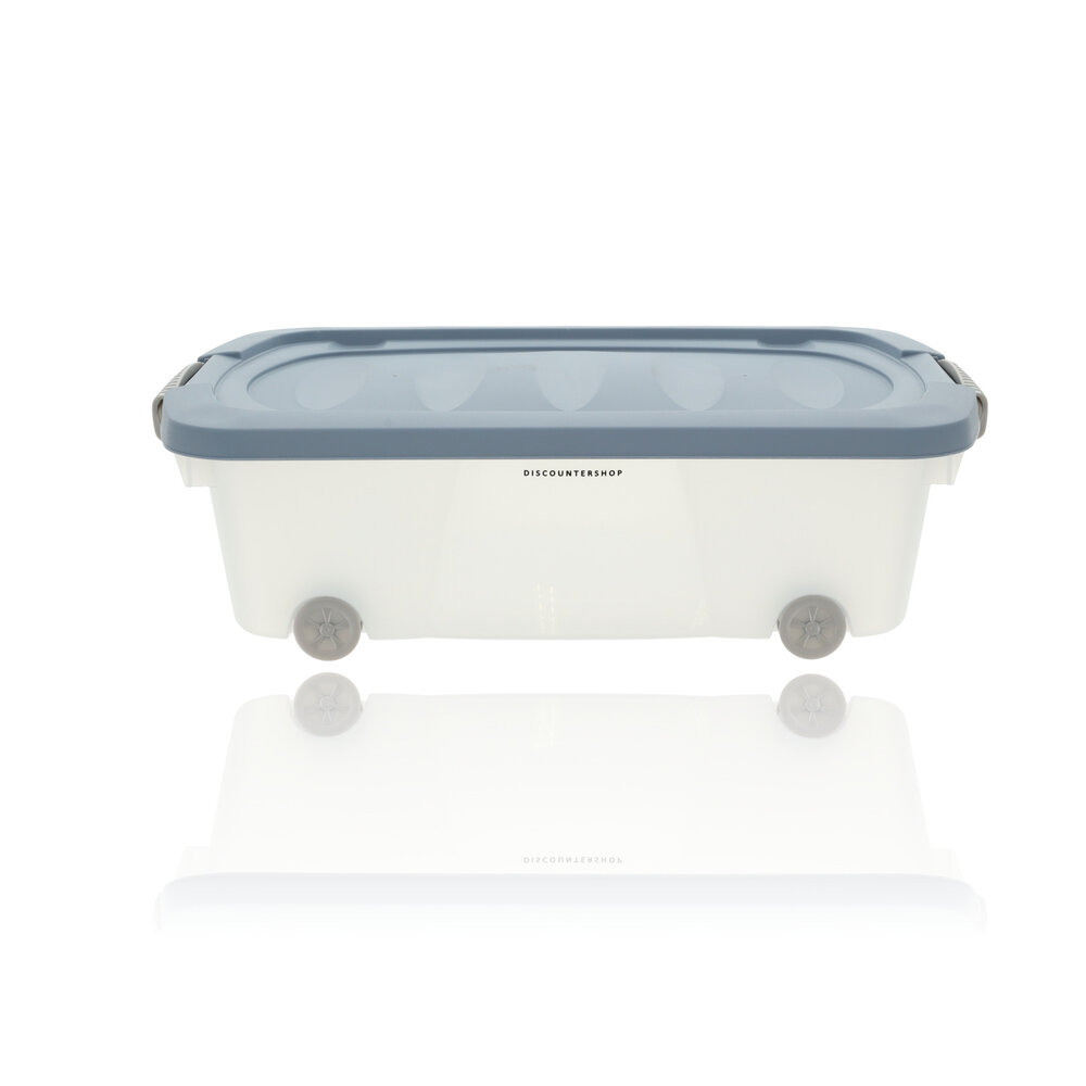 Discountershop Set of 2 Storage Boxes 24L Blue/Transparent - Underbed Boxes with Wheels & Pressure Closure - For Toys, Clothes & Under Bed Storage Discountershop Set of 2 Storage Boxes 24L Blue/Transparent - Underbed Boxes with Wheels & Pressure Closure - For Toys, Clothes & Under Bed Storage