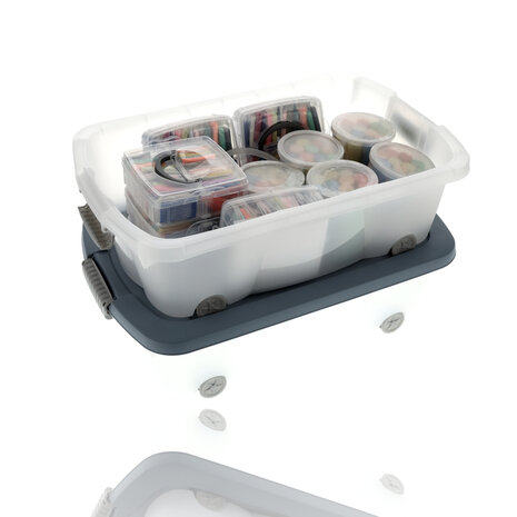 Discountershop Set van 2 Opbergboxen 24L Blauw/Transparant - Onderbedboxen met Wielen & Druksluiting - Voor Speelgoed, Kleding & Onder Bed Opslag Discountershop Set van 2 Opbergboxen 24L Blauw/Transparant - Onderbedboxen met Wielen & Druksluiting - Voor Speelgoed, Kleding & Onder Bed Opslag