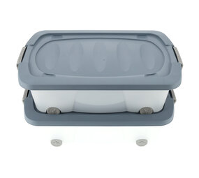 Discountershop Set van 2 Opbergboxen 24L Blauw/Transparant - Onderbedboxen met Wielen & Druksluiting - Voor Speelgoed, Kleding & Onder Bed Opslag Discountershop Set van 2 Opbergboxen 24L Blauw/Transparant - Onderbedboxen met Wielen & Druksluiting - Voor Speelgoed, Kleding & Onder Bed Opslag