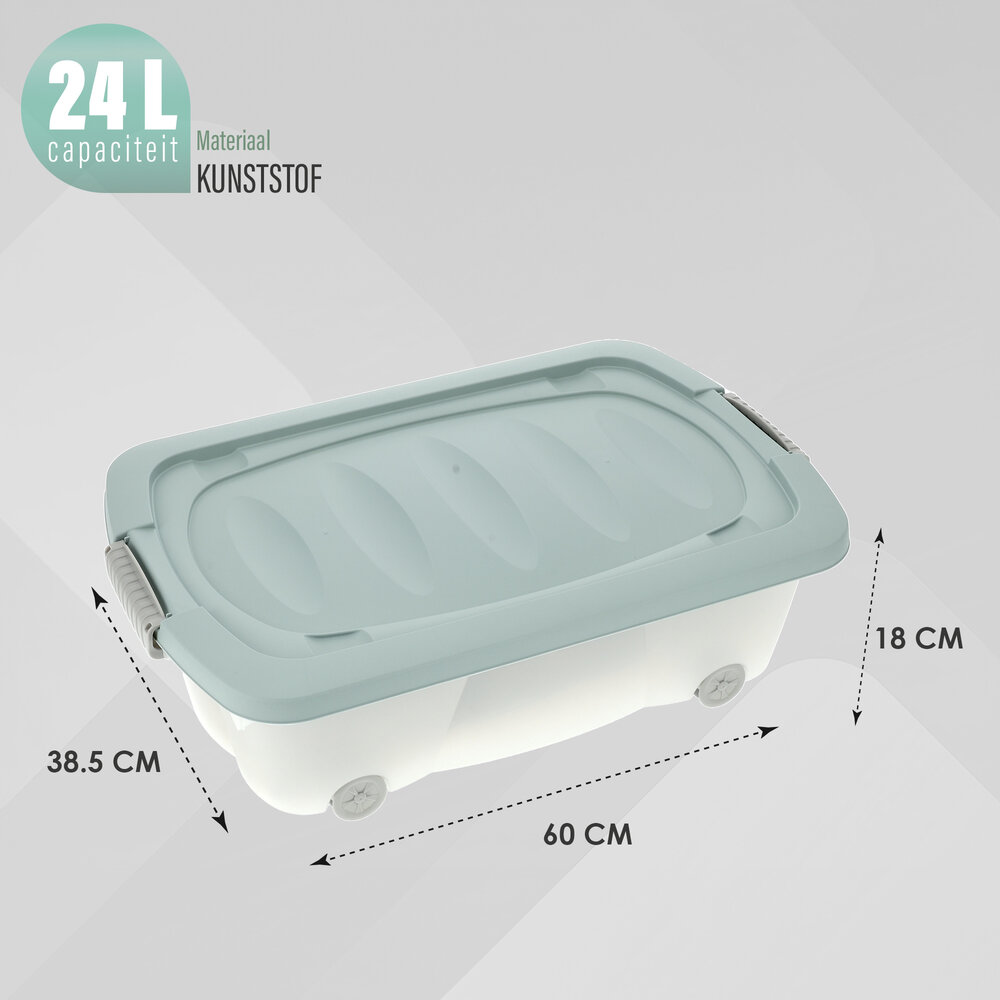 Discountershop Storage Box Green 24L - Under Bed Box with Lid (60x38.5x18 cm) - Under Bed Storage for Home & Office Discountershop Storage Box Green 24L - Under Bed Box with Lid (60x38.5x18 cm) - Under Bed Storage for Home & Office