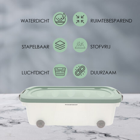 Discountershop Set van 2 Opbergboxen Groen 24L - Onderbedboxen met Deksel (60x38.5x18 cm) - Ideaal voor Opslag Onder Bed, Huis & Kantoor Discountershop Set van 2 Opbergboxen Groen 24L - Onderbedboxen met Deksel (60x38.5x18 cm) - Ideaal voor Opslag Onder Bed, Huis & Kantoor