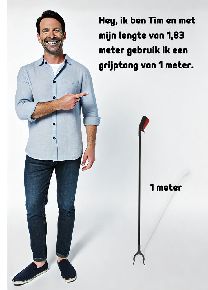 Discountershop Waste Grabber 1 Meter - Ergonomic Grabbing Pliers for Waste & Litter - Grabbing Stick for the Elderly, Disabled & Long Grabbing Arm