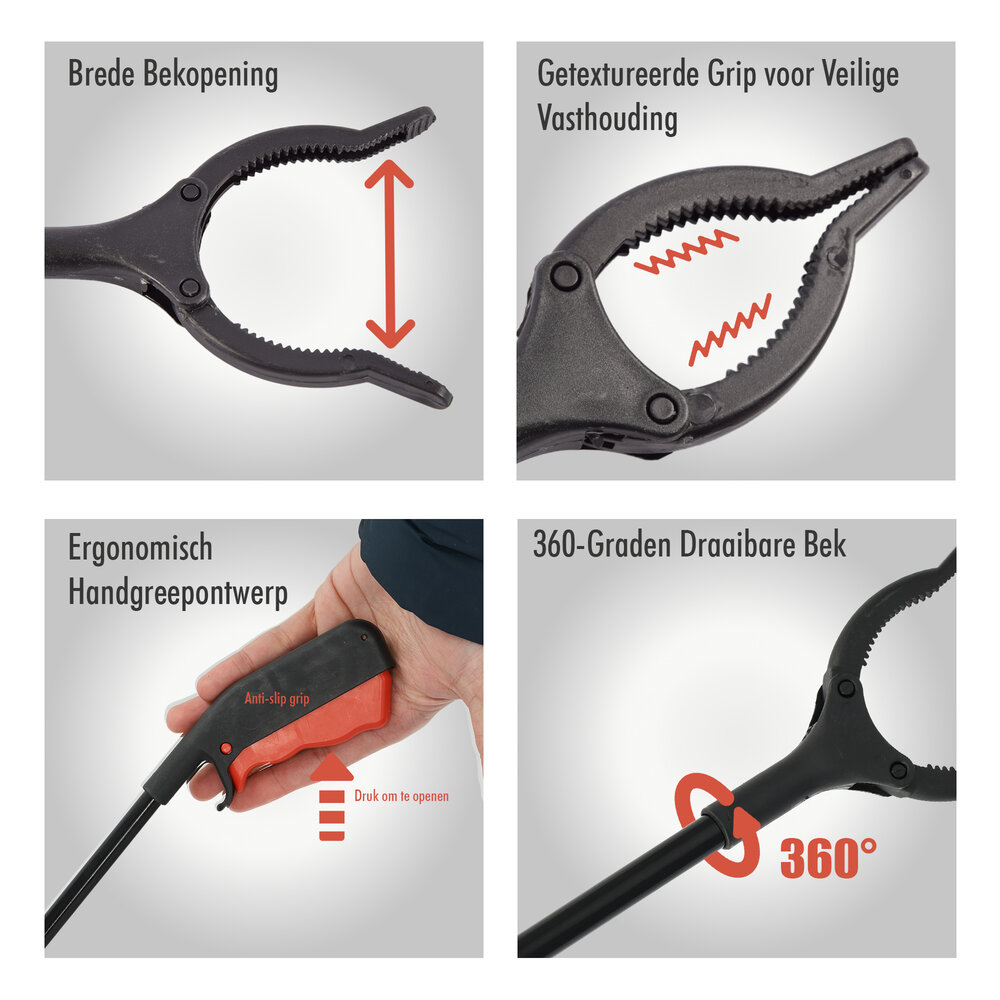 Discountershop Waste Grabber 1 Meter - Ergonomic Grabbing Pliers for Waste & Litter - Grabbing Stick for the Elderly, Disabled & Long Grabbing Arm