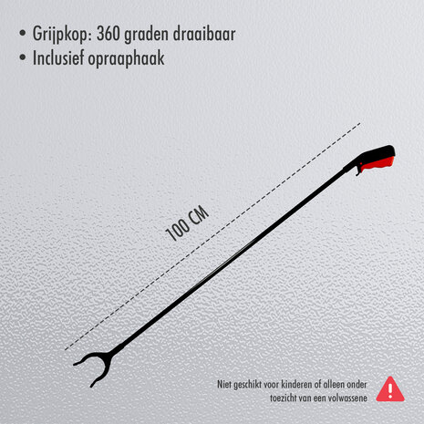 Discountershop Waste Grabber 1 Meter - Ergonomic Grabbing Pliers for Waste & Litter - Grabbing Stick for the Elderly, Disabled & Long Grabbing Arm