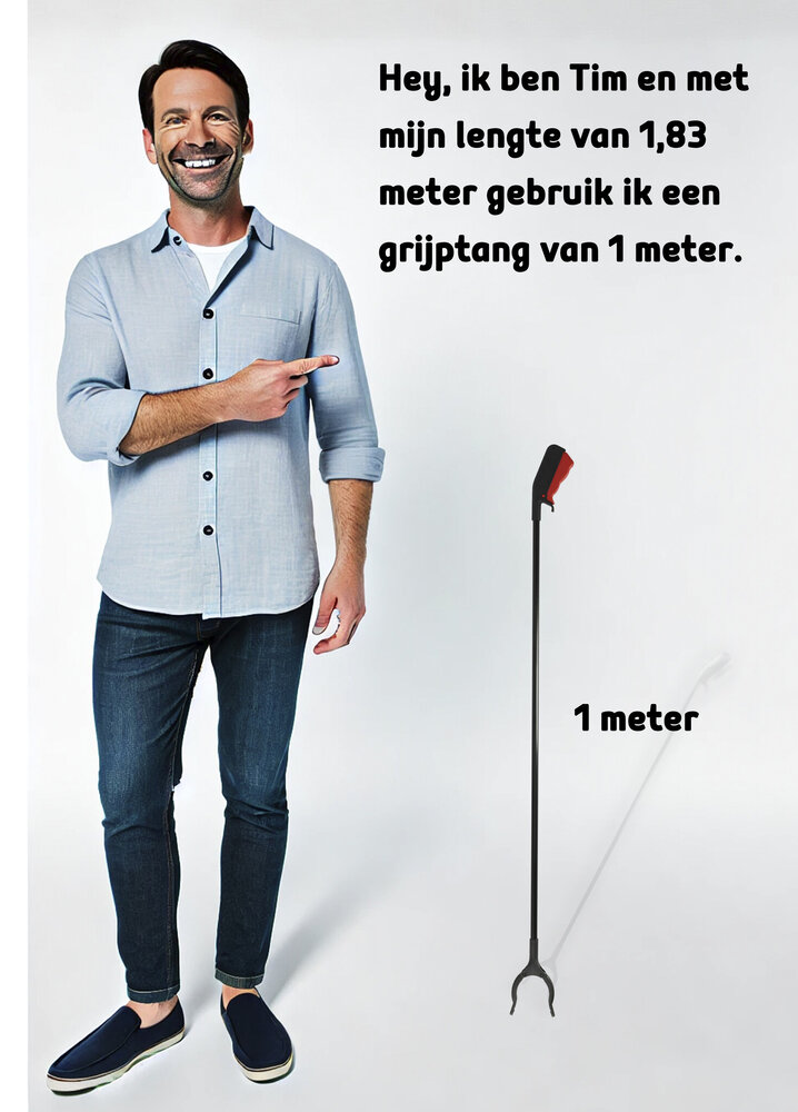 Discountershop Set of 2 Litter Grabber 1 Meter - Ergonomic Long Grab Arms for Waste & Litter - Waste Grabs for the Elderly and Disabled