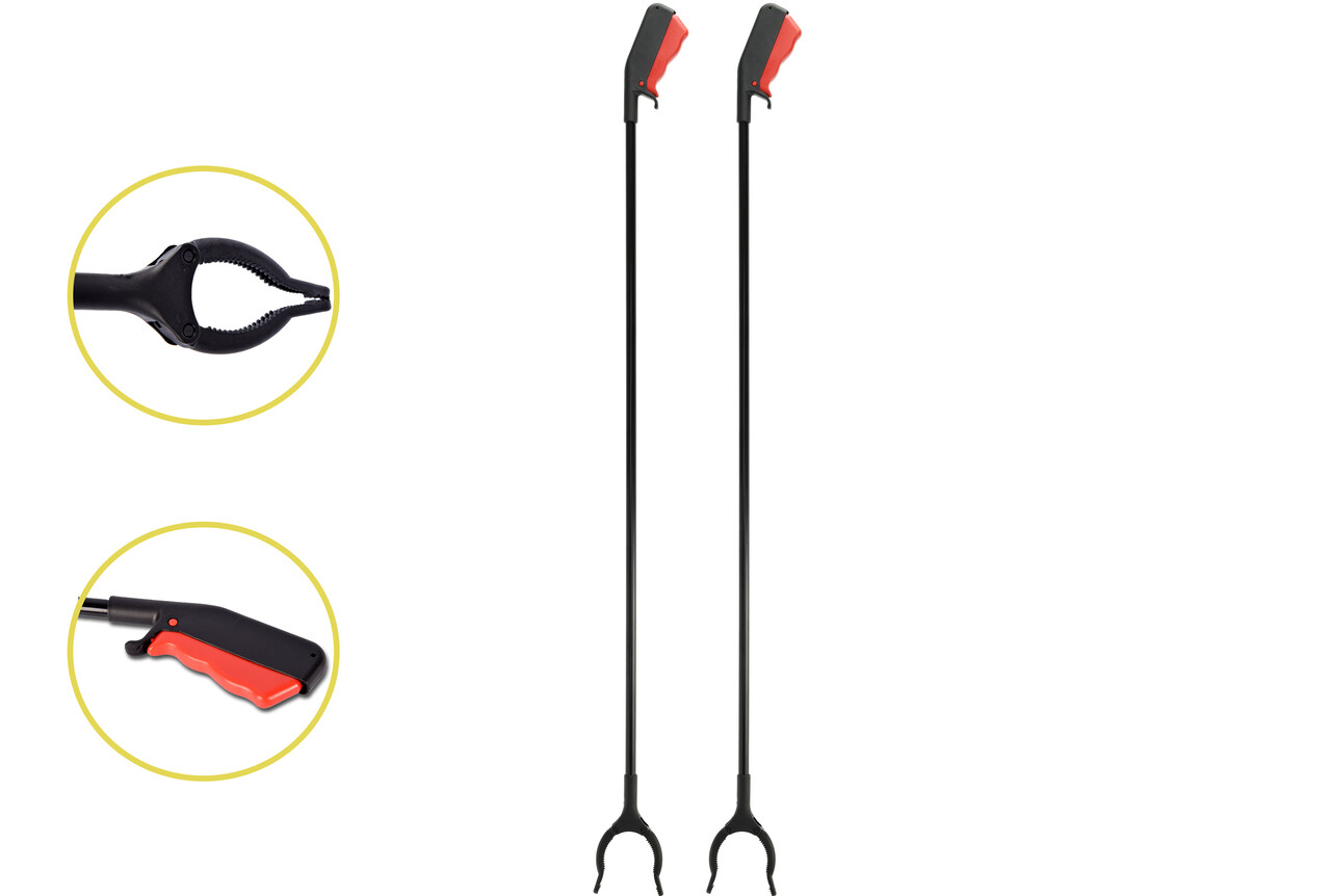 Discountershop Set of 2 Litter Grabber 1 Meter - Ergonomic Long Grab Arms for Waste & Litter - Waste Grabs for the Elderly and Disabled