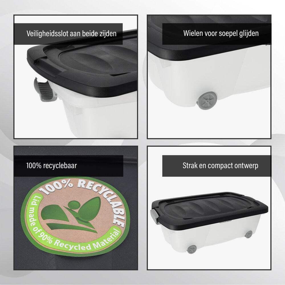 Discountershop Opbergboxen met Wieltjes 24L - Onderbedbox Set van 2 - Druksluiting - Ideaal voor Onder Bed, Huis & Kantoor Discountershop Opbergboxen met Wieltjes 24L - Onderbedbox Set van 2 - Druksluiting - Ideaal voor Onder Bed, Huis & Kantoor