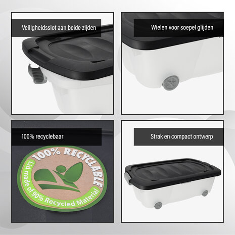 Discountershop Opbergboxen met Wieltjes 24L - Onderbedbox Set van 2 - Druksluiting - Ideaal voor Onder Bed, Huis & Kantoor Discountershop Opbergboxen met Wieltjes 24L - Onderbedbox Set van 2 - Druksluiting - Ideaal voor Onder Bed, Huis & Kantoor