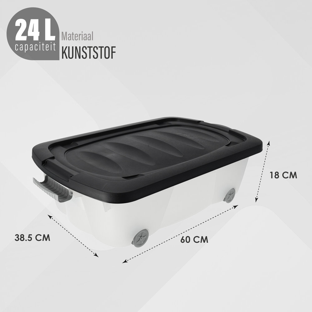 Discountershop Opbergboxen met Wieltjes 24L - Onderbedbox Set van 2 - Druksluiting - Ideaal voor Onder Bed, Huis & Kantoor Discountershop Opbergboxen met Wieltjes 24L - Onderbedbox Set van 2 - Druksluiting - Ideaal voor Onder Bed, Huis & Kantoor
