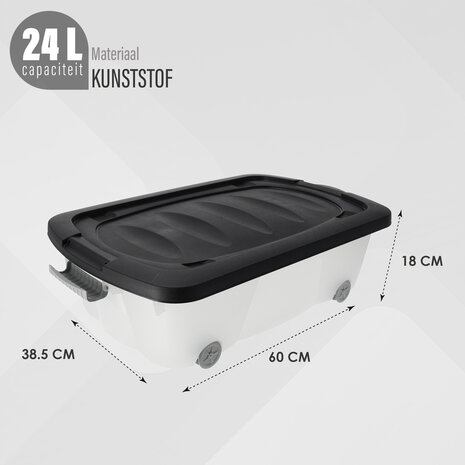 Discountershop Opbergboxen met Wieltjes 24L - Onderbedbox Set van 2 - Druksluiting - Ideaal voor Onder Bed, Huis & Kantoor Discountershop Opbergboxen met Wieltjes 24L - Onderbedbox Set van 2 - Druksluiting - Ideaal voor Onder Bed, Huis & Kantoor