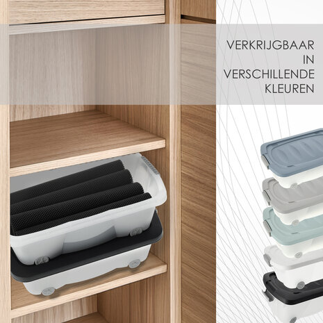 Discountershop Stackable Transparent & Black Underbed Boxes with Wheels - Set of 2 | Plastic Storage Boxes with Loose Lid Discountershop Stackable Transparent & Black Underbed Boxes with Wheels - Set of 2 | Plastic Storage Boxes with Loose Lid