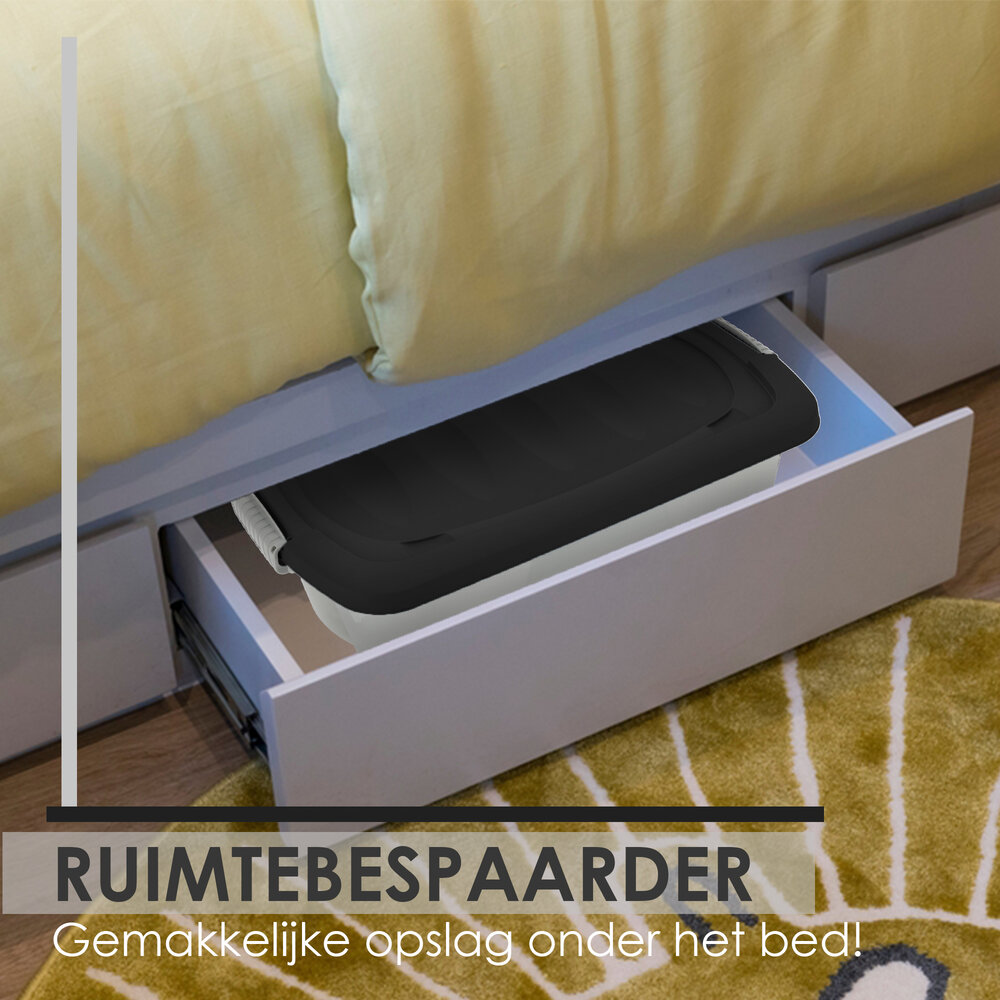 Discountershop Opbergboxen met Wieltjes 24L - Onderbedbox Set van 2 - Druksluiting - Ideaal voor Onder Bed, Huis & Kantoor Discountershop Opbergboxen met Wieltjes 24L - Onderbedbox Set van 2 - Druksluiting - Ideaal voor Onder Bed, Huis & Kantoor