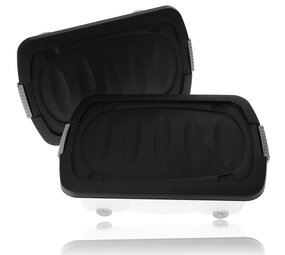 Discountershop Stackable Transparent & Black Underbed Boxes with Wheels - Set of 2 | Plastic Storage Boxes with Loose Lid Discountershop Stackable Transparent & Black Underbed Boxes with Wheels - Set of 2 | Plastic Storage Boxes with Loose Lid