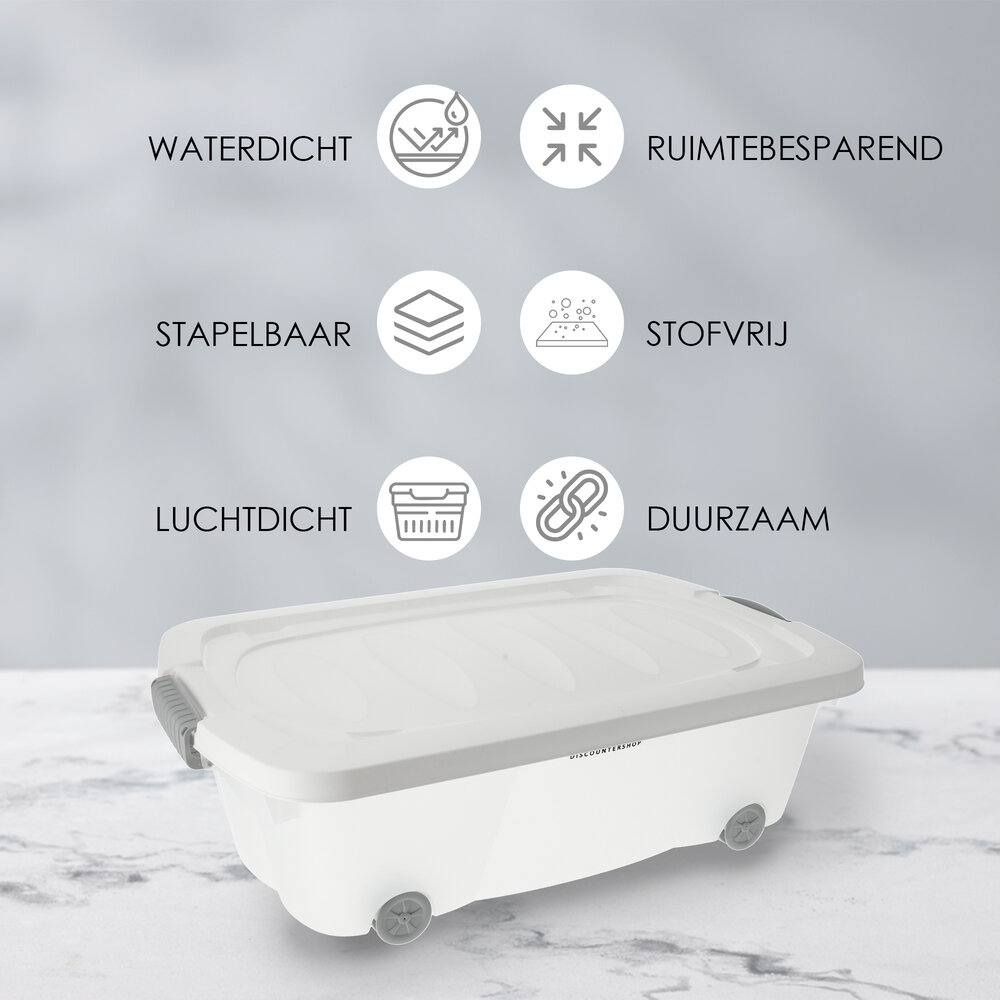 Discountershop Opbergbox met Deksel Transparant 60x38.5x18 cm – Druksluiting – Verrijdbaar met Wieltjes – Ideaal voor Opslag in Huis en Kantoor - 24liter Discountershop Opbergbox met Deksel Transparant 60x38.5x18 cm – Druksluiting – Verrijdbaar met Wieltjes – Ideaal voor Opslag in Huis en Kantoor - 24liter