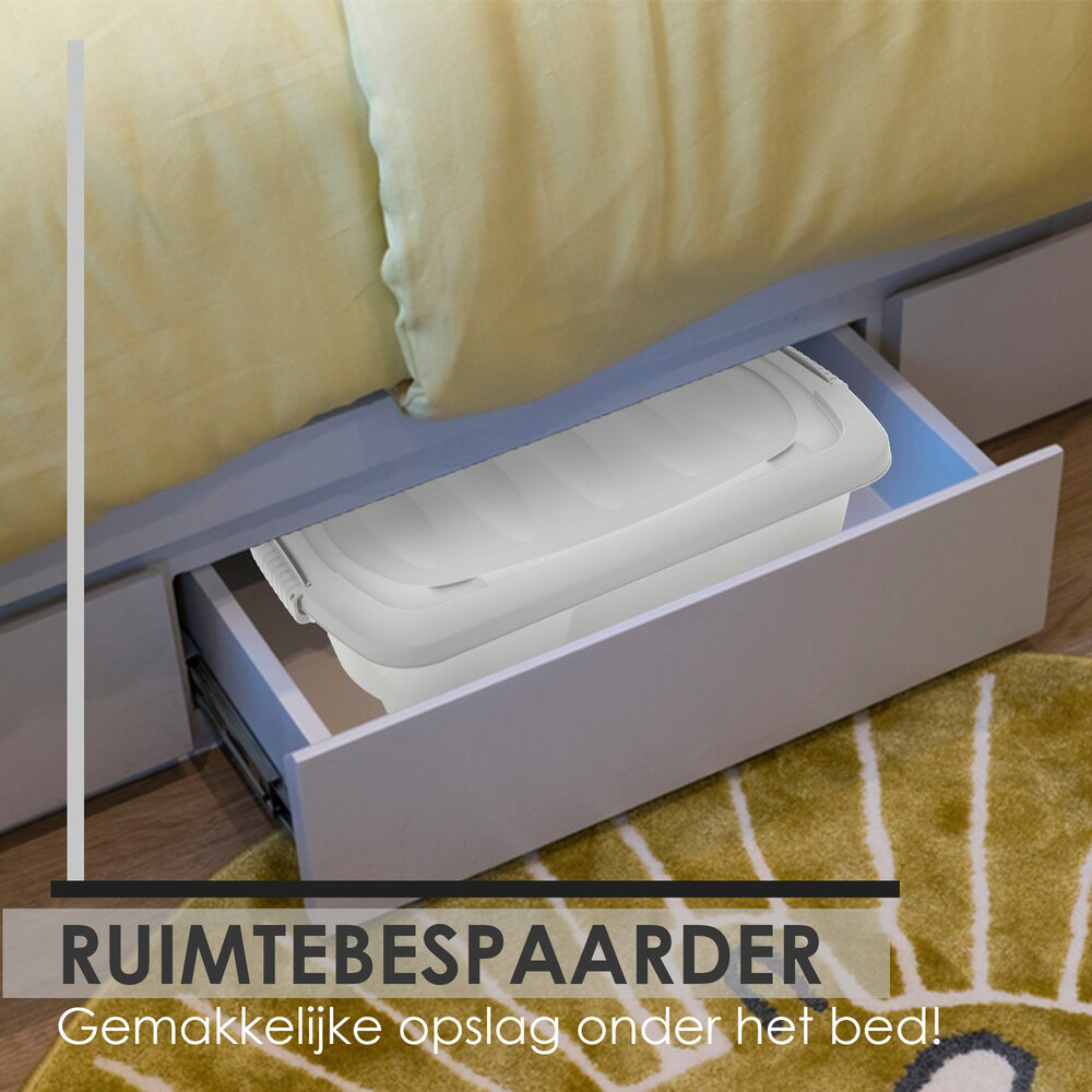 Discountershop Set of 2 Under Bed Boxes 24L - Movable Storage Boxes - Under Bed Storage Bins with Wheels