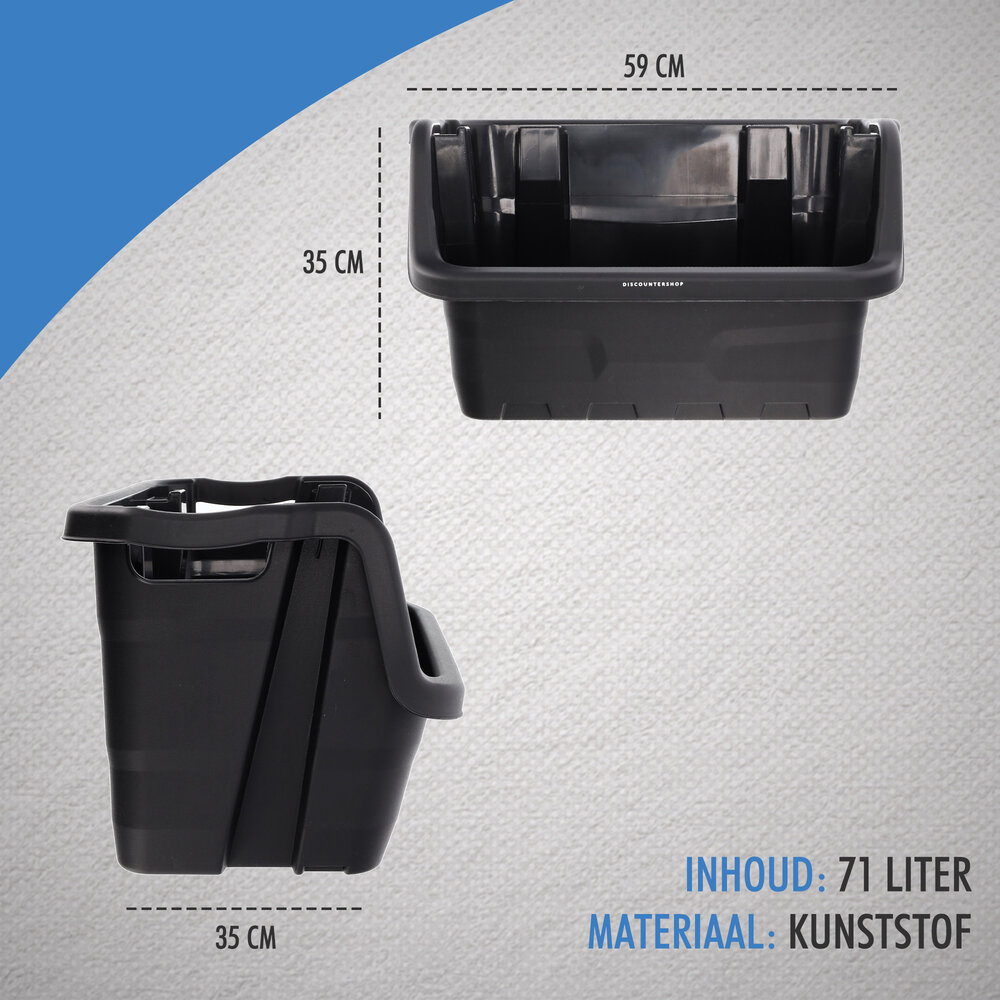 Discountershop Stapelbak Magazijnbak XL Zwart - 59x37x35 cm - Stevige Stapelbare Box voor Magazijn, Schuur & Voedselopslag Discountershop Stapelbak Magazijnbak XL Zwart - 59x37x35 cm - Stevige Stapelbare Box voor Magazijn, Schuur & Voedselopslag