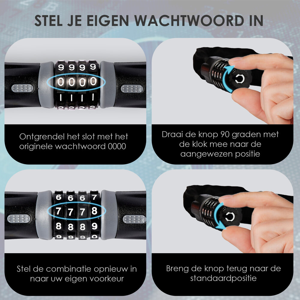 Discountershop Bicycle Lock with Combination Lock for Children and Adults - 90 cm Chain Lock - Easy Code Lock - Durable Bicycle Lock Discountershop Bicycle Lock with Combination Lock for Children and Adults - 90 cm Chain Lock - Easy Code Lock - Durable Bicycle Lock