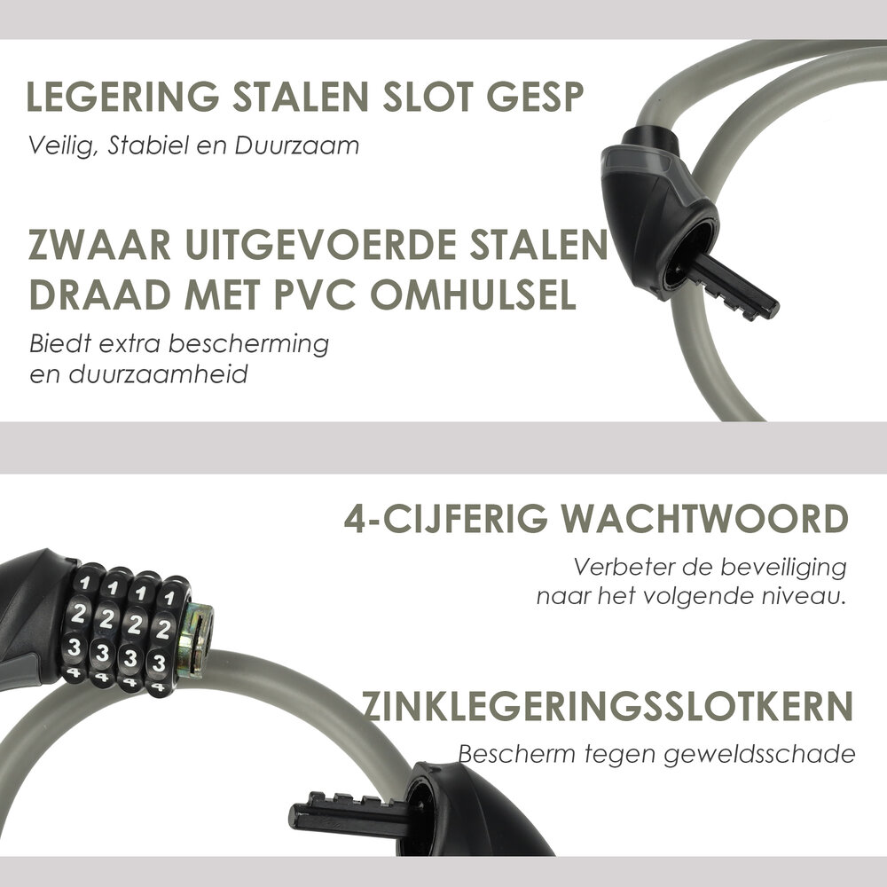 Discountershop Bicycle Lock with Combination Lock for Children and Adults - 90 cm Chain Lock - Easy Code Lock - Durable Bicycle Lock Discountershop Bicycle Lock with Combination Lock for Children and Adults - 90 cm Chain Lock - Easy Code Lock - Durable Bicycle Lock