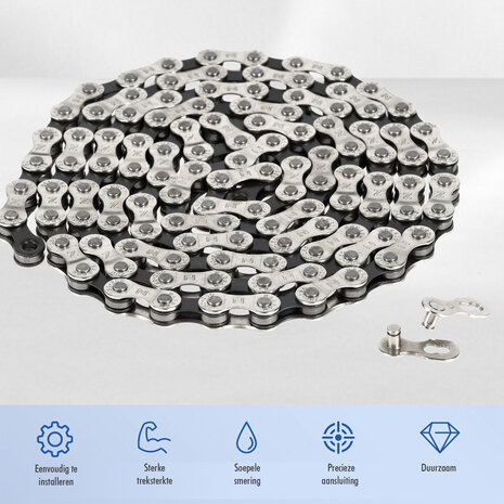 Discountershop Fietsketting 5/6/7 Speed - 116 Schakels - Verbindingsschakel Inclusief - Maat 1/2 x 3/32 Discountershop Fietsketting 5/6/7 Speed - 116 Schakels - Verbindingsschakel Inclusief - Maat 1/2 x 3/32