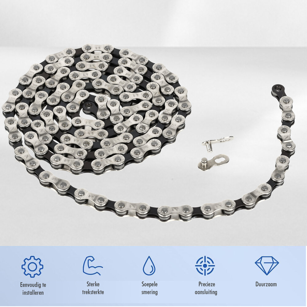 Discountershop Bicycle Chain 6-7-8 Speed - 116 Links - Connecting Link Included - Size 1/2 x 3/32 - 7.1 mm Discountershop Bicycle Chain 6-7-8 Speed - 116 Links - Connecting Link Included - Size 1/2 x 3/32 - 7.1 mm