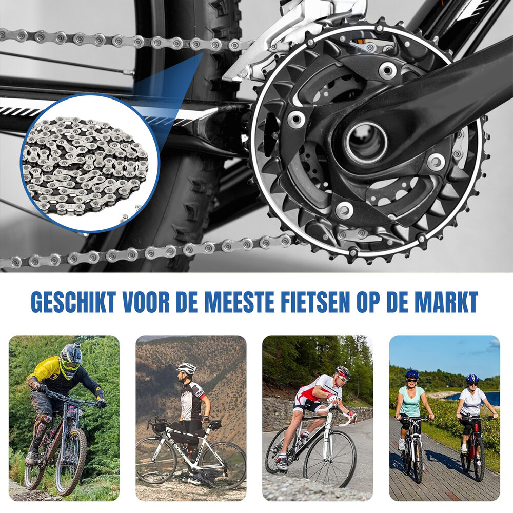 Discountershop Bicycle Chain 6-7-8 Speed - 116 Links - Connecting Link Included - Size 1/2 x 3/32 - 7.1 mm Discountershop Bicycle Chain 6-7-8 Speed - 116 Links - Connecting Link Included - Size 1/2 x 3/32 - 7.1 mm