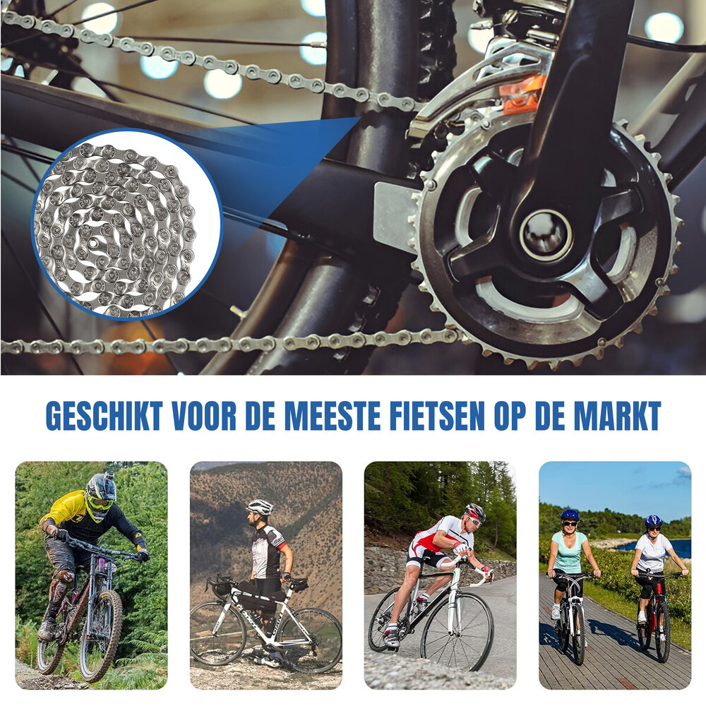 Discountershop Fietsketting 9 Speed - 116 Schakels - Verbindingsschakel Inclusief - Maat 1/2 x 11/128 Inch - 6.3 mm Discountershop Fietsketting 9 Speed - 116 Schakels - Verbindingsschakel Inclusief - Maat 1/2 x 11/128 Inch - 6.3 mm