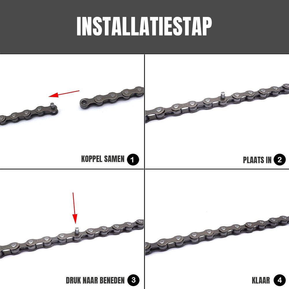 Discountershop Bicycle Chain 9 Speed ​​- 116 Links - Connecting Link Included - Size 1/2 x 11/128 Inch - 6.3 mm