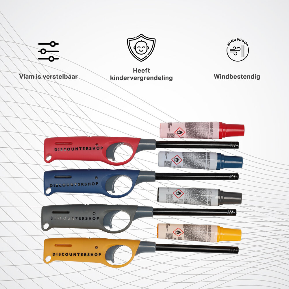 Discountershop BBQ Aansteker en Navulbare Aansteker - Metaal/Kunststof, Rode Kleur, 4cm x 26.5cm Discountershop BBQ Aansteker en Navulbare Aansteker - Metaal/Kunststof, Rode Kleur, 4cm x 26.5cm