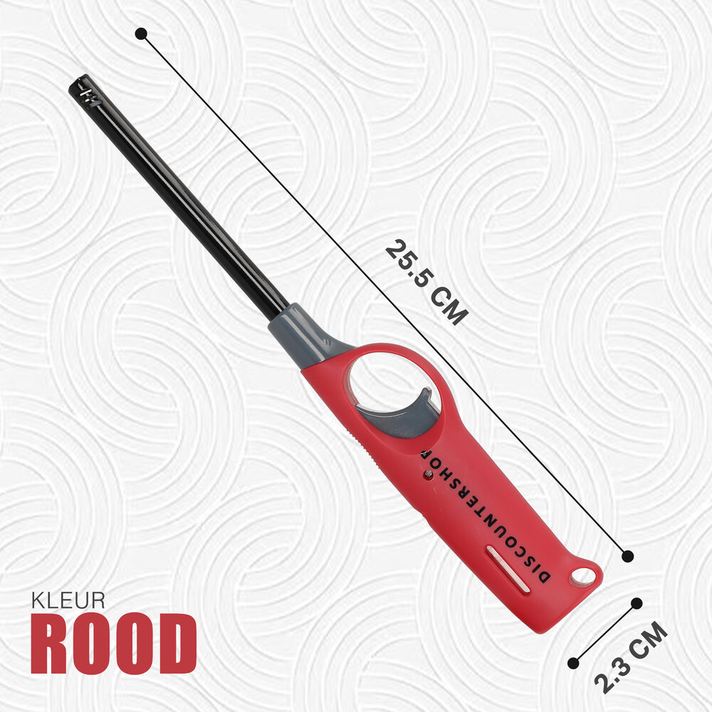 Discountershop BBQ Aansteker en Navulbare Aansteker - Metaal/Kunststof, Rode Kleur, 4cm x 26.5cm Discountershop BBQ Aansteker en Navulbare Aansteker - Metaal/Kunststof, Rode Kleur, 4cm x 26.5cm