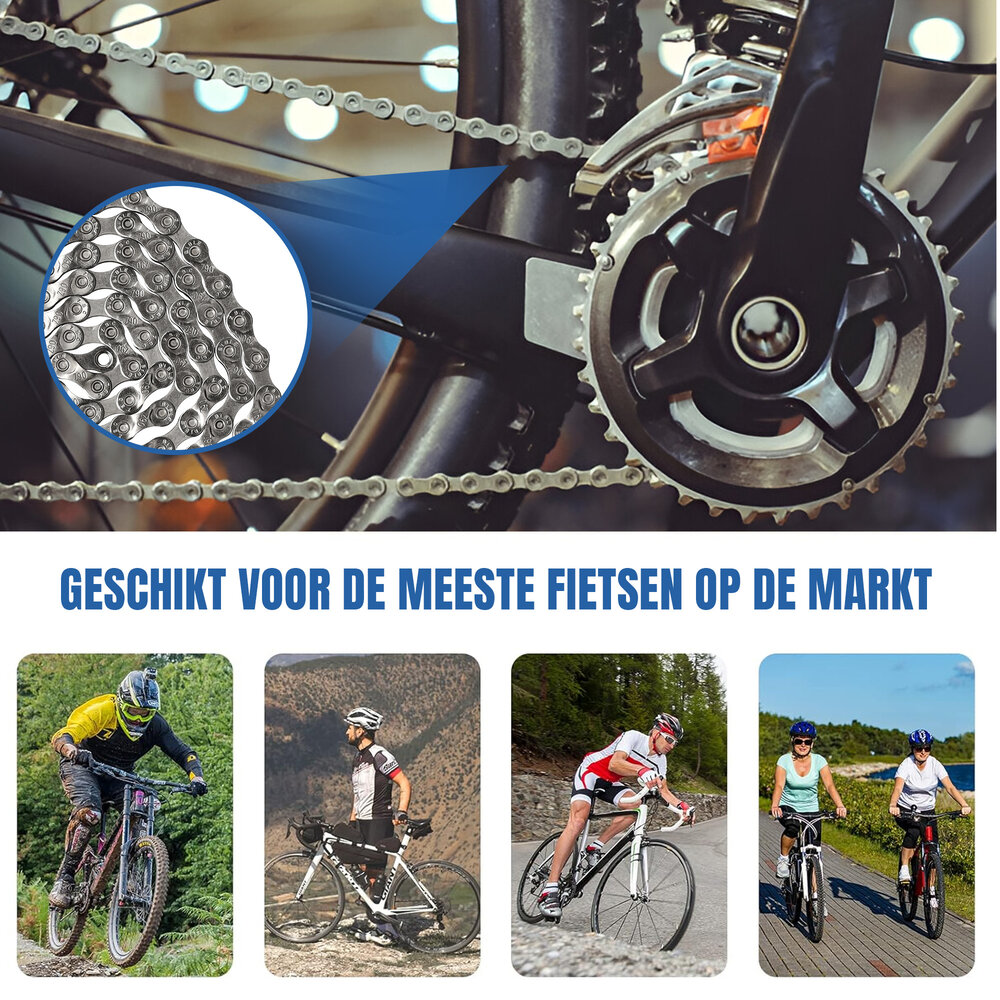 Discountershop 10-Speed Fietsketting - 116 Schakels 6.2 mm - Verbindingsschakel Inclusief - Maat 1/2 x 11/128 Discountershop 10-Speed Fietsketting - 116 Schakels 6.2 mm - Verbindingsschakel Inclusief - Maat 1/2 x 11/128