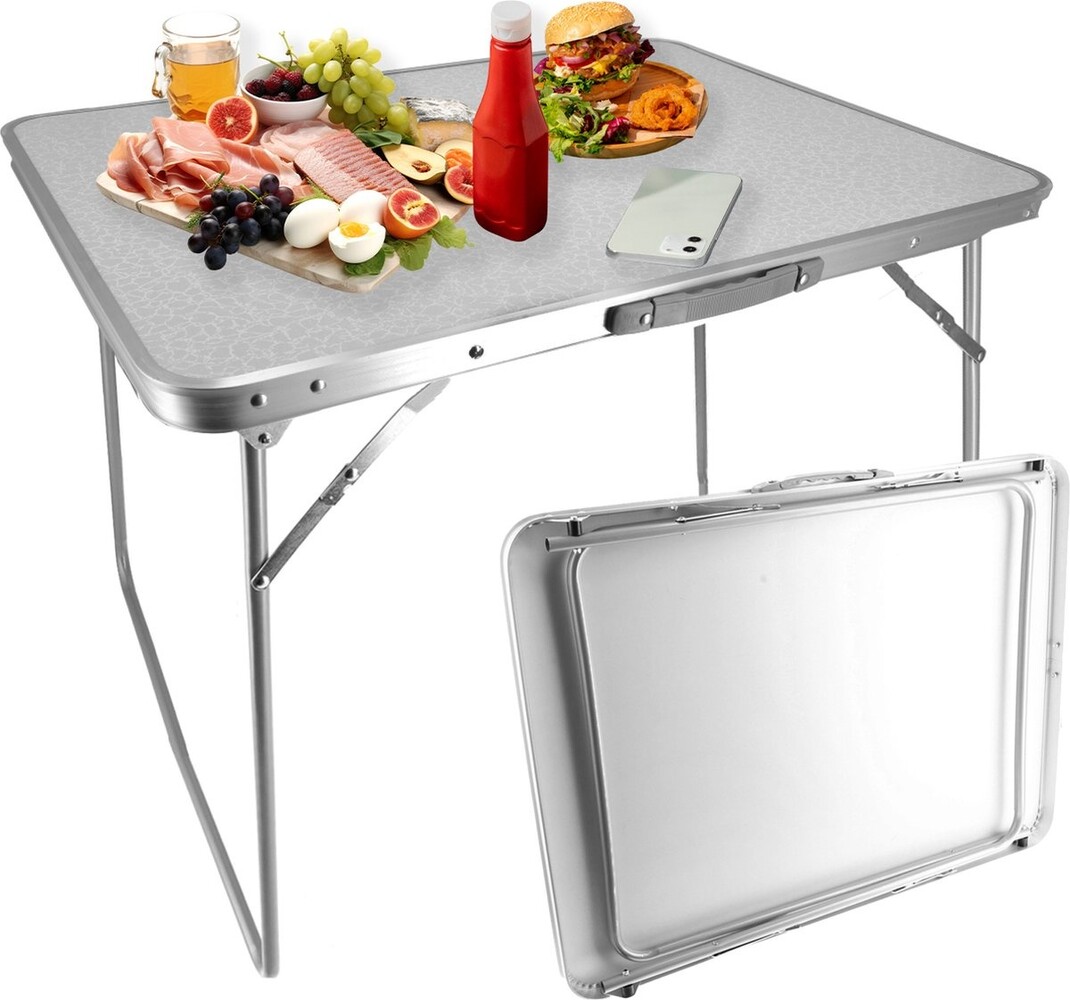 Discountershop Folding Table 80x60x70cm - Weatherproof Folding Outdoor Camping Table - Foldable Garden Table with Handle for 1-2 Persons - Sturdy Folding Table