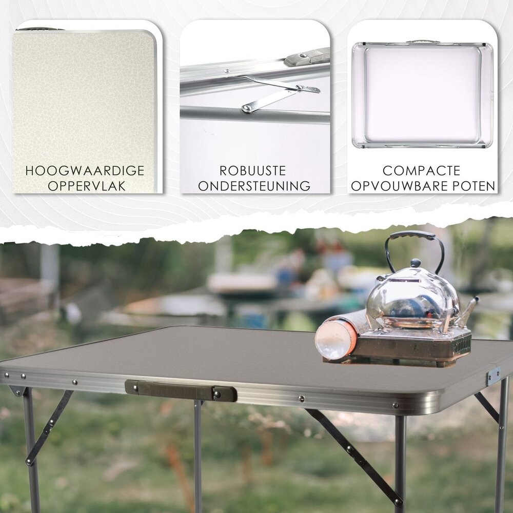 Discountershop Folding Table 80x60x70cm - Weatherproof Folding Outdoor Camping Table - Foldable Garden Table with Handle for 1-2 Persons - Sturdy Folding Table