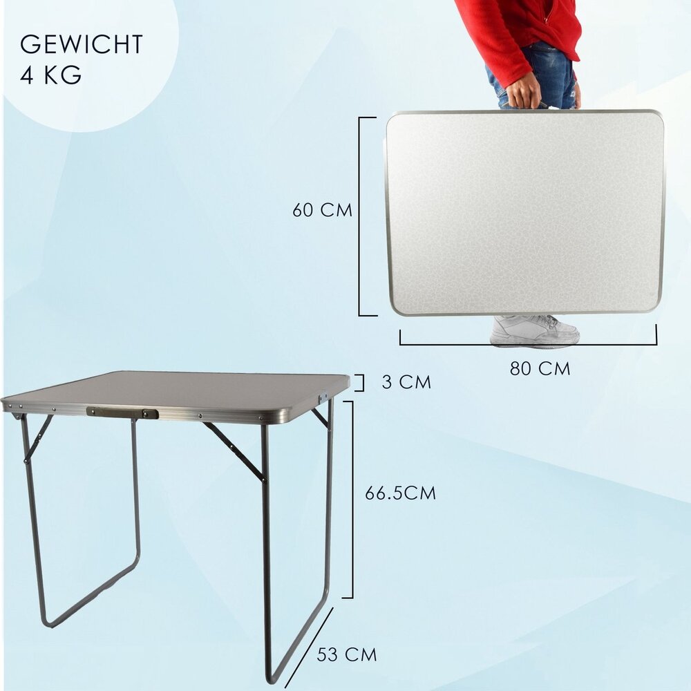 Discountershop Klaptafel 80x60x70cm - Weerbestendige Inklapbare Campingtafel voor Buiten - Opvouwbare Tuintafel met Handvat voor 1-2 Personen - Stevige Vouwtafel Discountershop Klaptafel 80x60x70cm - Weerbestendige Inklapbare Campingtafel voor Buiten - Opvouwbare Tuintafel met Handvat voor 1-2 Personen - Stevige Vouwtafel