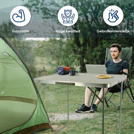 Discountershop Folding Table 80x60x70cm - Weatherproof Folding Outdoor Camping Table - Foldable Garden Table with Handle for 1-2 Persons - Sturdy Folding Table