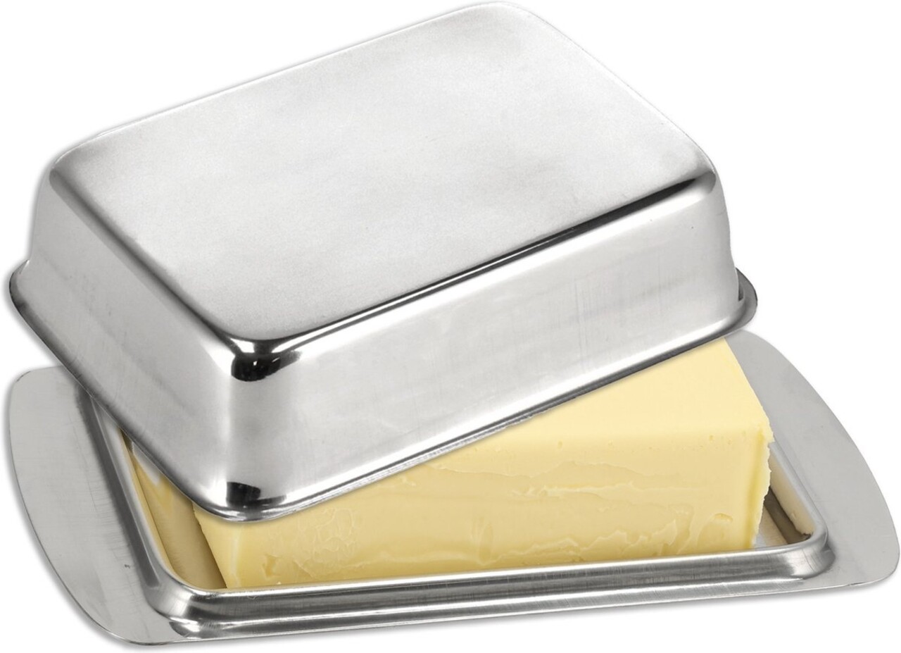 Discountershop Botervloot RVS - Botervloot Roestvrij Staal - Zilver - Klassiek Ontwerp - Deksel - Voor 250g Boter - Boterschaal - Botervloot voor Koelkast of Aanrecht