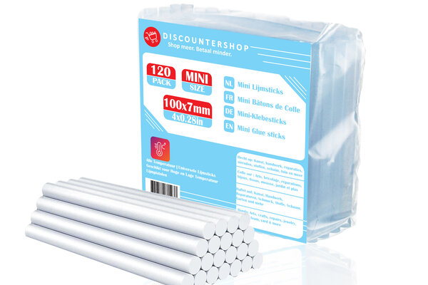Discountershop Lijmpistool Vullingen 7mm x 100mm - 120 Stuks Lijmsticks - Universeel voor Hobby & DIY - Compatibel met Diverse Lijmpistolen Discountershop Lijmpistool Vullingen 7mm x 100mm - 120 Stuks Lijmsticks - Universeel voor Hobby & DIY - Compatibel met Diverse Lijmpistolen