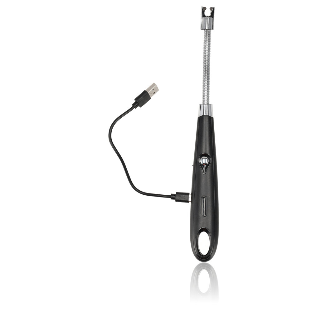 Discountershop Plasma Lighter - Electric USB-C Lighter - Windproof BBQ & Candles - Flexible Black - USB Rechargeable - 24cm Long