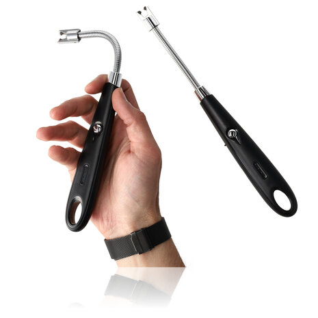 Discountershop Plasma Aansteker - Elektrische USB-C Aansteker - Windproof BBQ & Kaarsen - Flexibel Zwart - USB Oplaadbaar - 24cm Lang