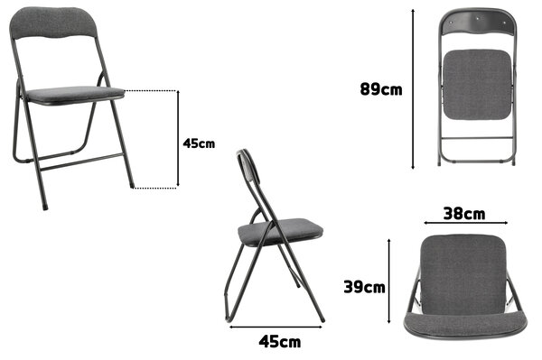 Discountershop Grey Folding Dining Chair - Compact Folding Chair - Maximum Loadable up to 100 kg Discountershop Grey Folding Dining Chair - Compact Folding Chair - Maximum Loadable up to 100 kg