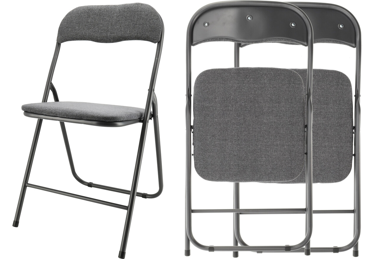 Discountershop Set van 2 Opklapbare Stoelen - Compact en Lichtgewicht - Grijze Stoelen voor Binnen en Buiten