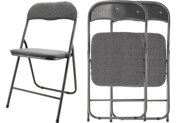 Discountershop Set van 2 Opklapbare Stoelen - Compact en Lichtgewicht - Grijze Stoelen voor Binnen en Buiten