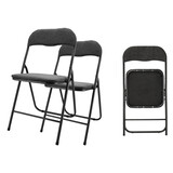 Discountershop Set of 2 Folding Chairs - Compact and Lightweight - Black Chairs for Indoors and Outdoors