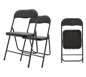 Discountershop Set of 2 Folding Chairs - Compact and Lightweight - Black Chairs for Indoors and Outdoors Discountershop Set of 2 Folding Chairs - Compact and Lightweight - Black Chairs for Indoors and Outdoors