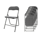 Discountershop Set of 4 Grey Folding Chairs - Folding Dining Chairs - Folding Chairs up to 100 kg Loadable - Side Chairs for Indoors and Outdoors