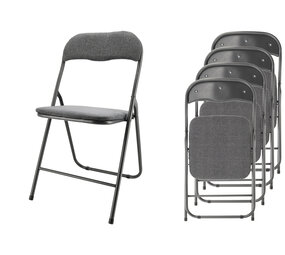 Discountershop Set of 4 Grey Folding Chairs - Folding Dining Chairs - Folding Chairs up to 100 kg Loadable - Side Chairs for Indoors and Outdoors Discountershop Set of 4 Grey Folding Chairs - Folding Dining Chairs - Folding Chairs up to 100 kg Loadable - Side Chairs for Indoors and Outdoors