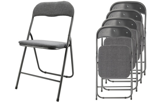 Discountershop Set of 4 Grey Folding Chairs - Folding Dining Chairs - Folding Chairs up to 100 kg Loadable - Side Chairs for Indoors and Outdoors Discountershop Set of 4 Grey Folding Chairs - Folding Dining Chairs - Folding Chairs up to 100 kg Loadable - Side Chairs for Indoors and Outdoors